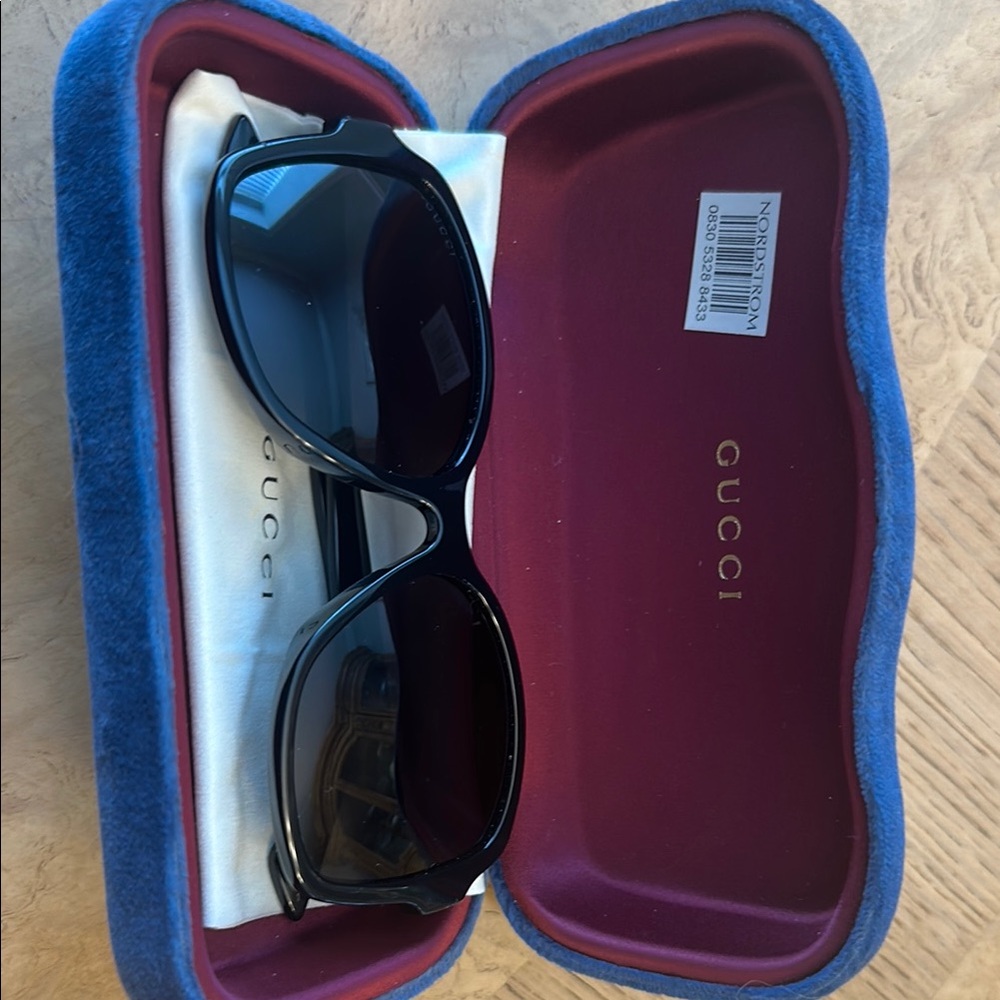 Gucci Black Sunglasses with Blue Case